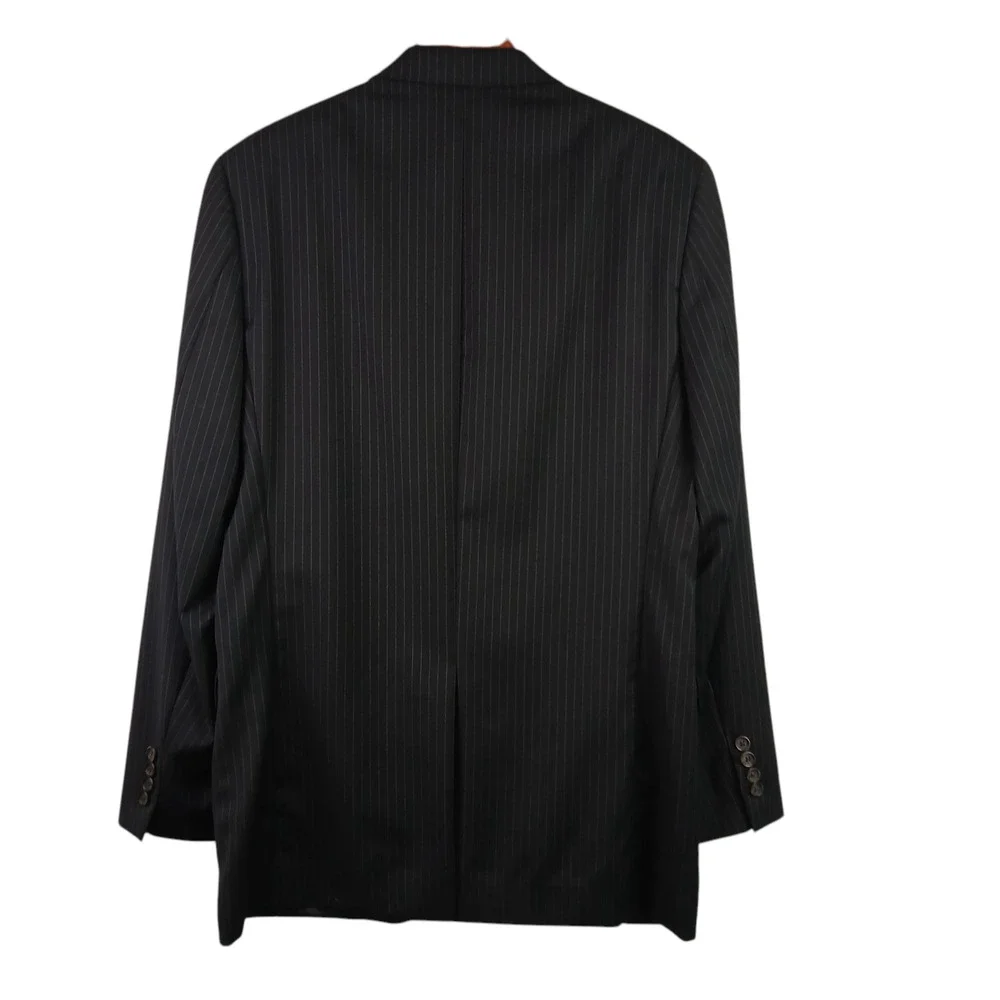 Lauren Ralph Lauren Mens SZ 40L 100% Wool Black Pinstriped 2 Button Blazer